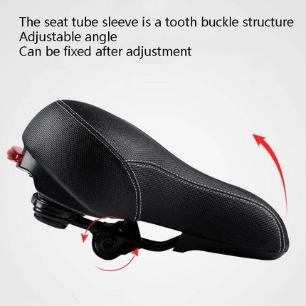 Bicycle Seat With Taillights For Mountain Bikes, Comfortable Cushion - black cushioned saddle with steel base, double springs and rear light, adjustable angle