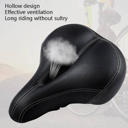 Bicycle Seat With Taillights For Mountain Bikes, Comfortable Cushion - ventilated padded saddle with double-spring steel base and rear light for safer night rides