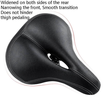 Bicycle Seat With Taillights For Mountain Bikes, Comfortable Cushion - black wide rear ergonomic saddle with center cutout and steel base