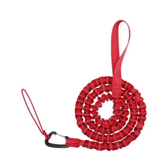 Bicycle Tow Rope 1.7m Stretch to 3m for Parent-Child Rides red elastic nylon tow rope with carabiner and wrist loop