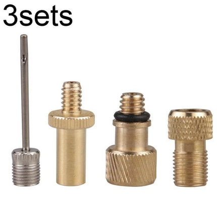 Bicycle Valve Adapter Set for Pumps Universal Fit Kit copper and plastic adapters for Schrader and Presta valves, 3 sets