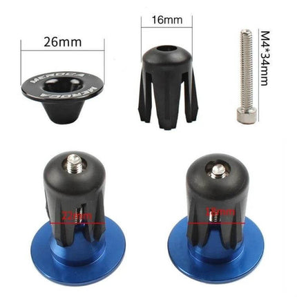 Bike Bar End Plugs For 22 To 24mm Handlebar Fit Aluminum - aluminum alloy bar end caps with plastic expanders and M4 bolts, 22–24mm fit