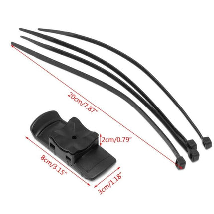 Bike Base Bicycle GPS Holder Stand For Garmin eTrex - compact mount with zip-tie straps for handlebars or tubes under 40mm, dimensions shown