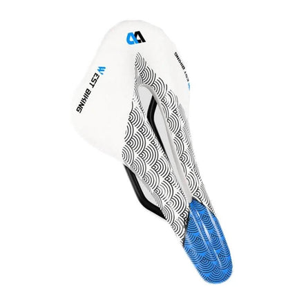 Bike Cushion For Comfortable Riding, Road And Mountain Bike Seat - compact white/blue breathable foam saddle pad for road and mountain bikes