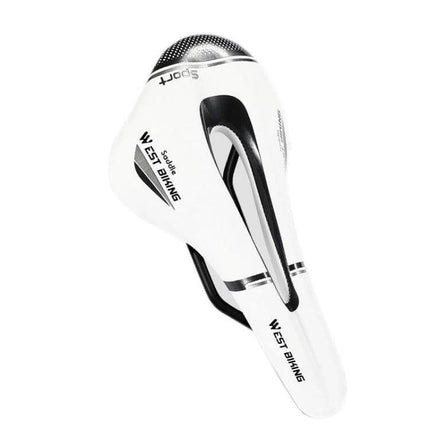 Bike Cushion For Comfortable Riding, Road And Mountain Bike Seat - white ergonomic saddle cushion with cutout, foam padding and high-strength seat bow