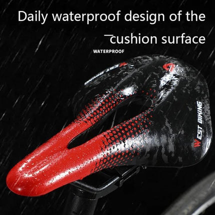 Bike Cushion For Comfortable Riding, Road And Mountain Bike Seat - waterproof red black ergonomic saddle cushion for commuting and off-road