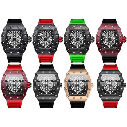 BinBond Sports Watch for Daily Wear With Silicone Strap in multiple colors showing metal case and silicone straps