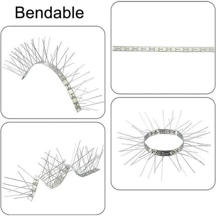 Bird Repellent Thorn Strips 50cm Long For Balconies - stainless steel bendable spikes for balcony ledges, flower boxes and roof edges
