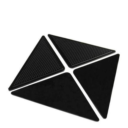 Black Anti-Slip Rug Corner Mats, 4-Piece Set, 15.5x10.5cm black silicone corner grips for rugs on hardwood tile laminate