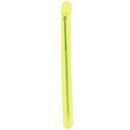 Blackhead Remover Needle Stainless Steel For Safe Pimple Extraction in stainless steel with loop end, 81mm, easy-to-clean, shown in yellow sleeve