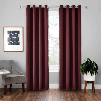 Blackout Curtain, 52x63 Inches, Room Darkening For Bedroom - black polyester grommet top curtains hanging in a bedroom window