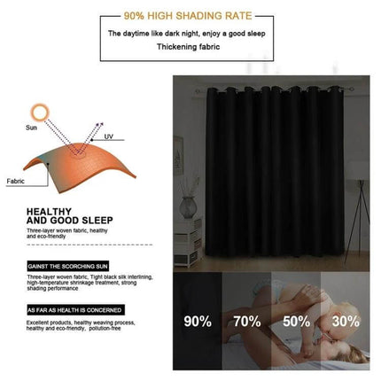 Blackout Curtain, 52x63 Inches, Room Darkening For Bedroom — black polyester panel with 90% shading for better sleep and reduced screen glare