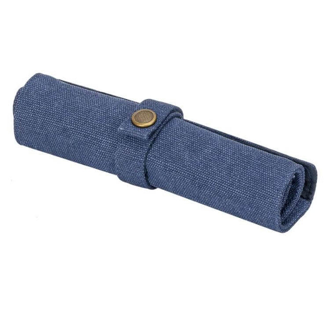 Nylon Canvas Watch And Strap Portable Storage Bag Blue compact roll pouch holds up to 5 watches or straps for travel and commuting