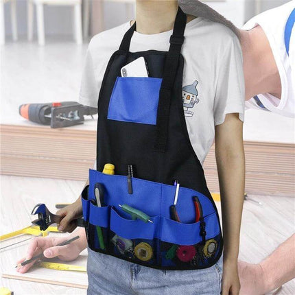Multi Pocket Tool Apron Blue For Garden Chores Easy Access - durable 600D Oxford fabric with multiple pockets holding tools for quick access