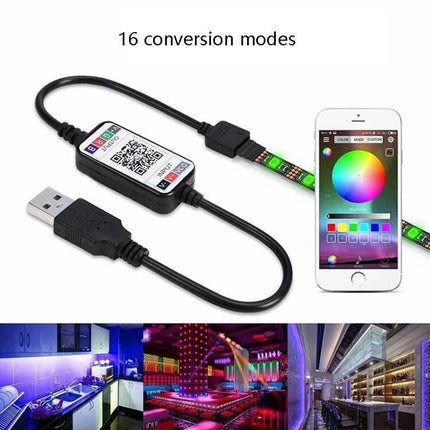 Bluetooth Light Controller For LED Lights App Controlled USB Bluetooth controller with app color wheel, music-synced LED strip control and 16 modes