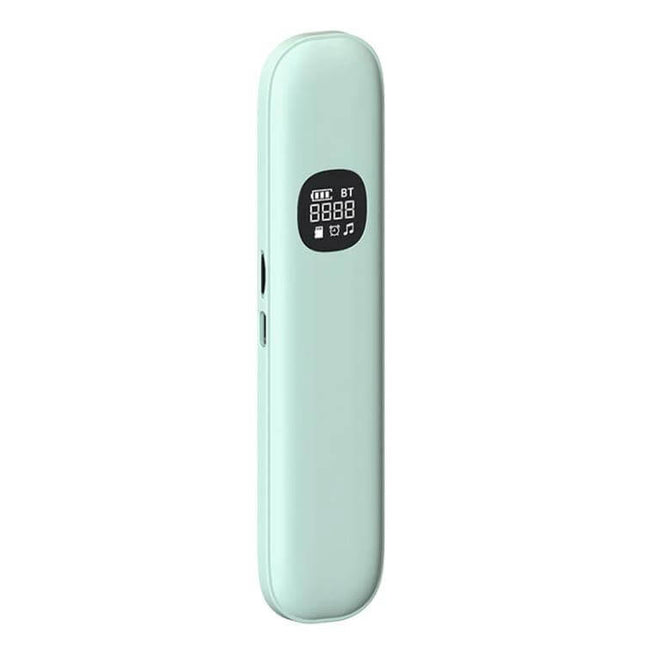 Bone Conduction Sleep Speaker for Relaxing Nighttime Listening - mint compact pill-shaped device with digital display for pillow-based sleep audio