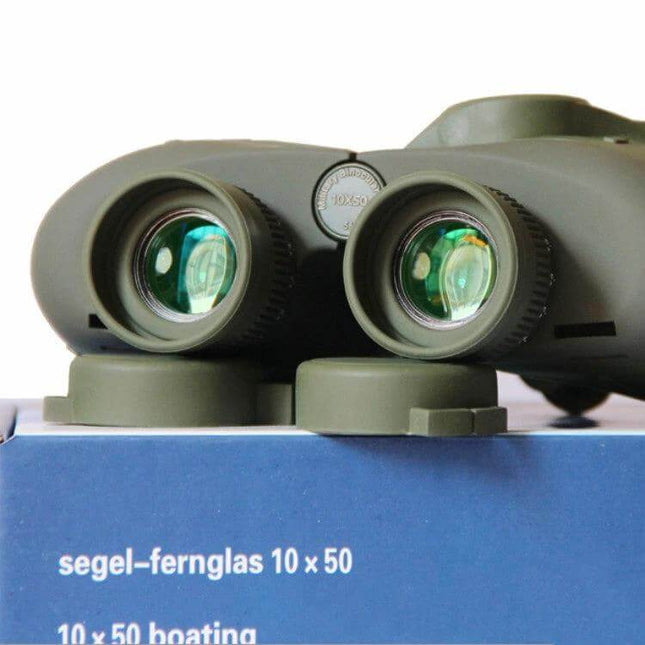 Bostron 10x50 Binoculars With Compass For Outdoor Viewing – green 10x50 binoculars on box for sailing, hiking and birdwatching