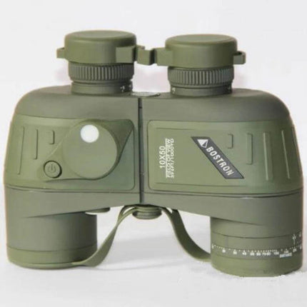 Bostron 10x50 Binoculars With Compass For Outdoor Viewing in olive green, 10x magnification and 50mm objective for sailing, hiking and birdwatching