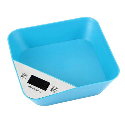 Bowl Shaped LED Kitchen Scale With Clear Readout For Everyday Use - blue bowl scale with LED display, compact countertop design