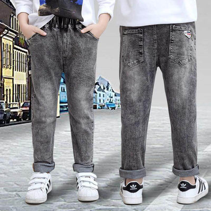 Boys Velvet Jeans Light Blue For Everyday Winter Wear - light blue velvet-finish jeans for boys, warm casual school and weekend outfit