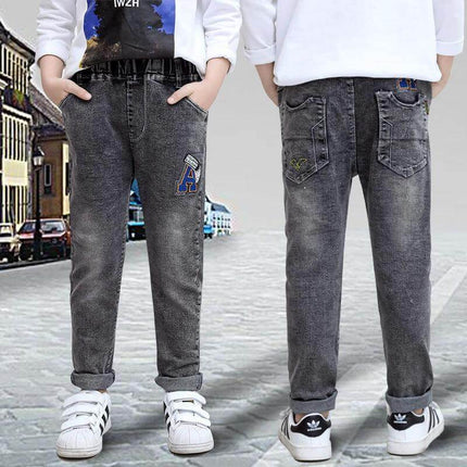 Boys Velvet Jeans Light Blue For Everyday Winter Wear - soft velvet finish casual kids jeans for school and outings