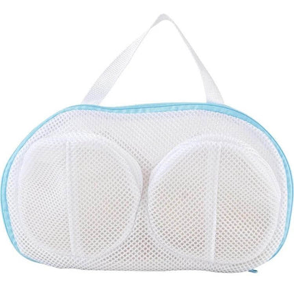 Bra Washing Bag Mesh Laundry Pouch For Travel Underwear white mesh pouch with cups and handle protecting bras during washing