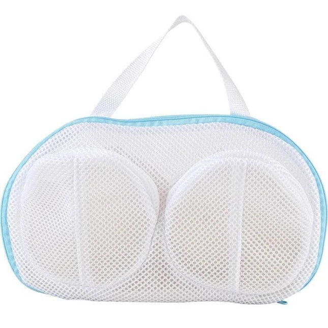 Bra Washing Bag Mesh Laundry Pouch For Travel Underwear white mesh pouch with cups and handle protecting bras during washing