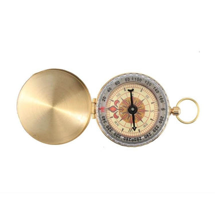 Brass Pocket Compass With Luminous Display For Outdoor Navigation - compact brass pocket compass with copper shell and luminous dial