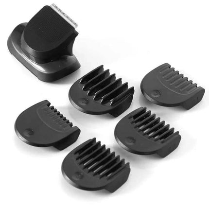 Braun Replacement Trimmer Attachment Kit With 5 Guiding Combs showing trimmer head and five black guiding combs for Series 5/6/7 shavers