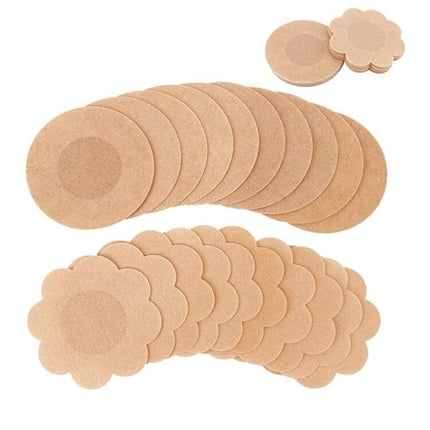 Breast Patch Disposable Invisible Breathable Flower - beige disposable nipple covers, ultra-thin breathable non-woven pads for strapless or backless outfits