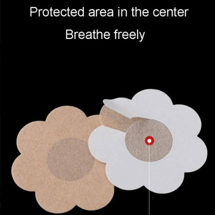 Breast Patch Disposable Invisible Breathable Flower - ultra-thin floral disposable nipple cover, breathable center protection for strapless and backless wear
