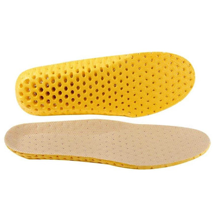 Breathable Shock Absorbing Insoles For Men And Women EU 35 41 yellow perforated mesh top with EVA honeycomb shock-absorbing bottom