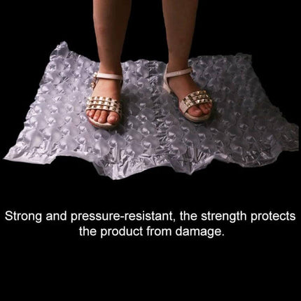 Bubble Film Express Packaging 300m Roll For Shipping - 300m uninflated bubble film sheet showing pressure-resistant cushioning with feet demo
