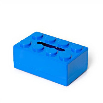 Building Block Tissue Box Wall Mount For Living Room - blue ABS plastic wall-mounted tissue holder, waterproof modular design, frees surface space