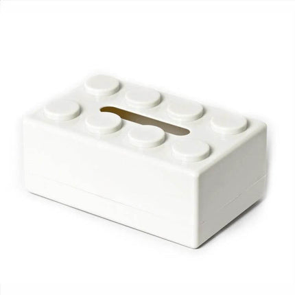 Building Block Tissue Box Wall Mount For Living Room - white waterproof ABS plastic wall-mounted tissue holder with modular block design