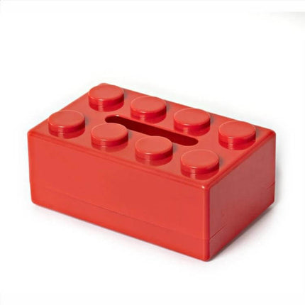 Building Block Tissue Box Wall Mount For Living Room - red waterproof ABS plastic wall-mounted tissue holder, playful modular design