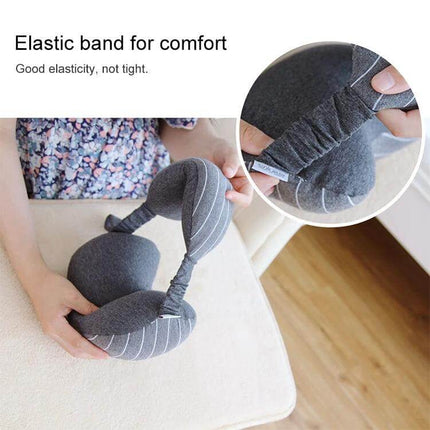 Business Travel Eye Protection Pillow For Restful Sleep – gray rectangular neck pillow with elastic band for comfort, compact travel sleep support