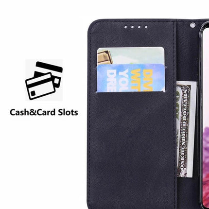 Butterflies Embossing Leather Phone Case With Card Slot showing card slot and cash pocket in black PU leather wallet case