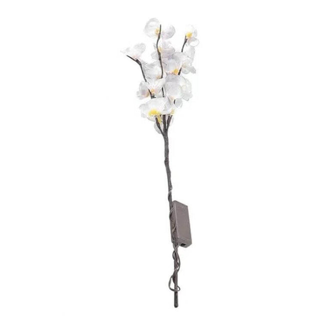 Butterfly Orchid Chandelier Vase Lamp For Bedroom Decor - 75cm bendable white Phalaenopsis branch LED vase lamp, plastic bloom soft glow