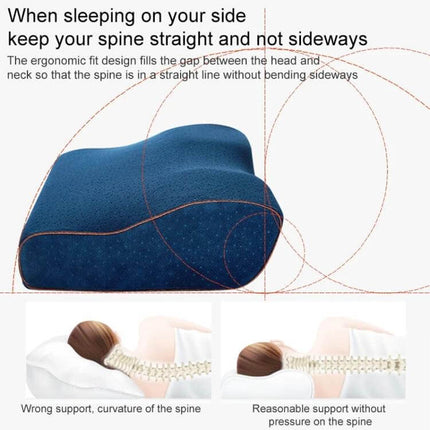 Butterfly Shape Memory Foam Cervical Pillow 50x30x10x6cm Neck Support - contoured butterfly design for side-sleep spine alignment and cervical pain relief