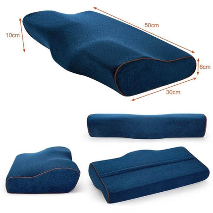 Butterfly Shape Memory Foam Cervical Pillow 50x30x10x6cm Neck Support contoured blue memory foam pillow for cervical pain relief