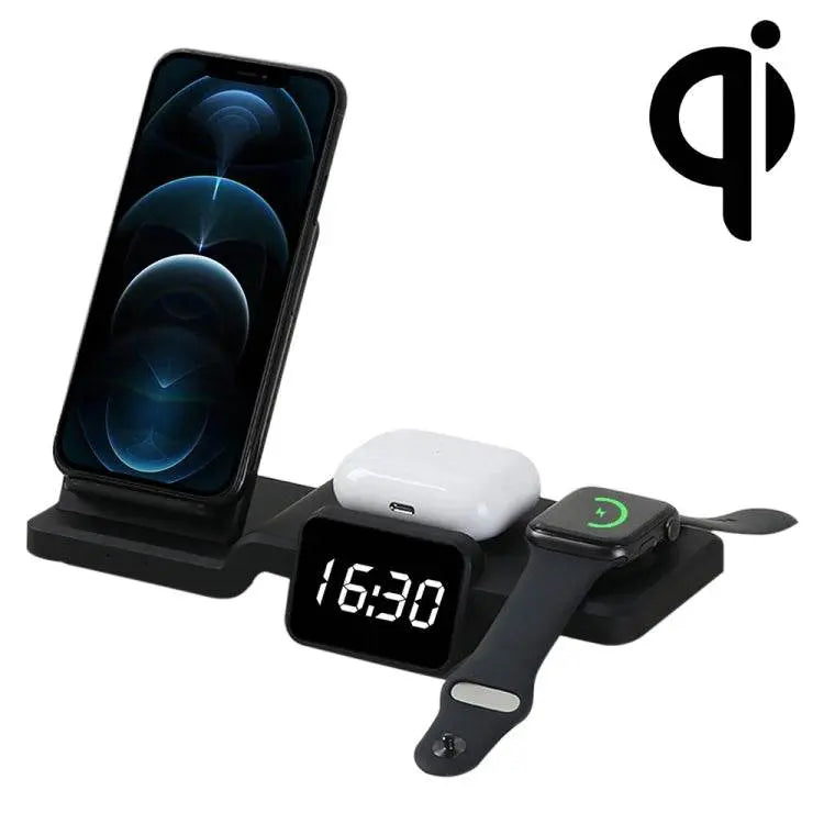 C100 5 In 1 Clock Wireless Charger Charging Holder Stand