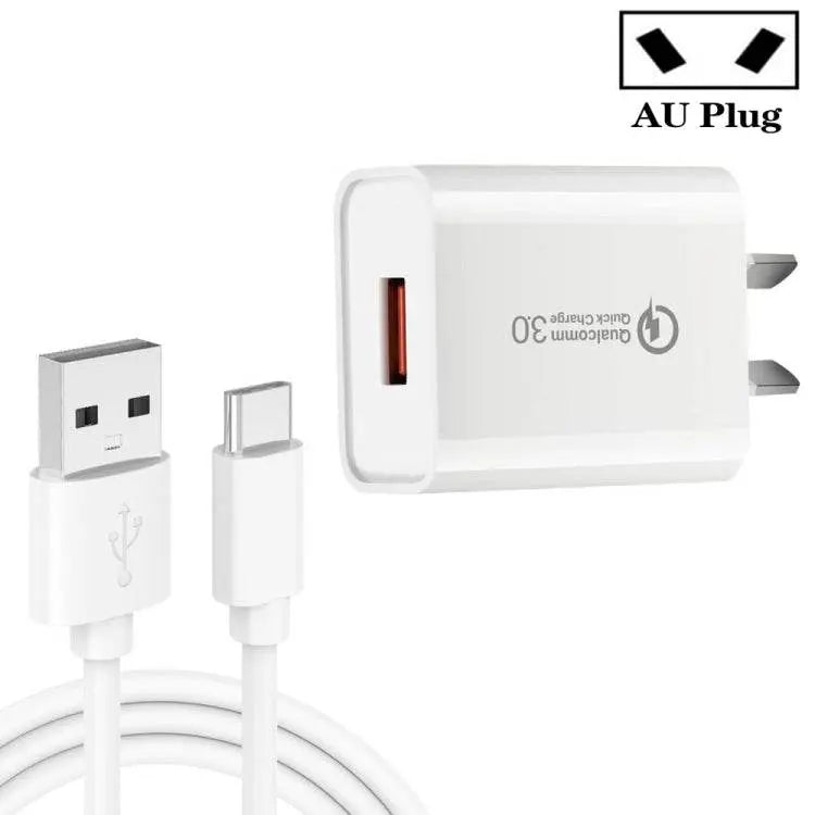 CA-25 QC3.0 USB 3A Fast Charger AU Plug Type-C Cable