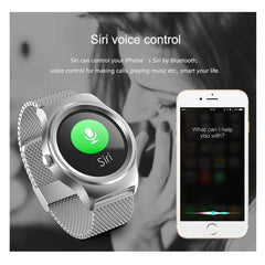 SMA-Round 1.28" Bluetooth Smart Watch with Color Touch Screen, Waterproof Design, Heart Rate & Sleep Monitoring, Voice Control, Remote Camera, Compatible with Android & iOS