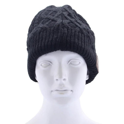 Warm Knitted Beanie with Bluetooth for Everyday Winter Calls - black cable knit beanie with built-in mic for hands-free calls