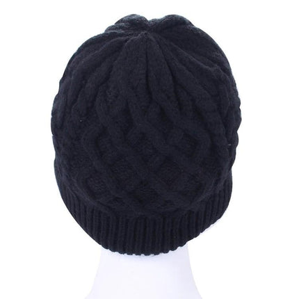 Warm Knitted Beanie with Bluetooth for Everyday Winter Calls - black cable-knit Bluetooth beanie shown from back