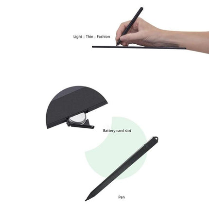 Howshow 8.5 Inch LCD Writing Tablet for Everyday Notes and Drawings - slim black tablet with stylus and battery card slot shown