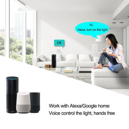 Sonoff T2 Touch 120mm Tempered Glass Smart Wall Switch for Home Lights - voice control with Alexa and Google Home, hands-free lighting