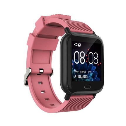 Pink smartwatch on wristband showing steps and time - Essential Bracelet for Daily Health Tracking and Activity Monitoring