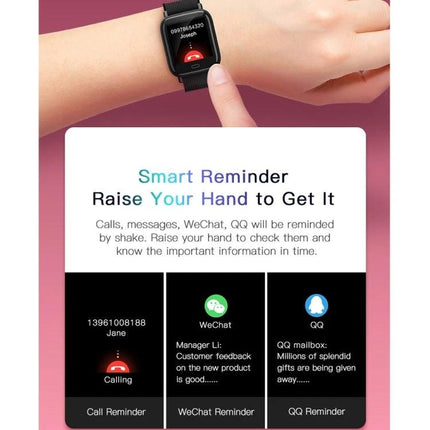 Essential Bracelet for Daily Health Tracking and Activity Monitoring showing call reminder on wrist with message and app notifications